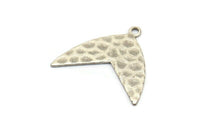 Silver Fish Tail Charm, 12 Hammered Antique Silver Plated Brass Fish Tail Charms With 1 Loop, Earrings, Findings (20x17x0.60mm) D970 H1160