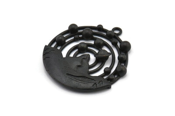 Black Solar System, 1 Oxidized Brass Black Solar System Pendant With 1 Loop,Necklace Finding, Earring Findings (36.5x33x4mm) BS 1987 S741