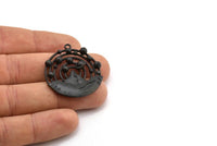 Black Solar System, 1 Oxidized Brass Black Solar System Pendant With 1 Loop,Necklace Finding, Earring Findings (36.5x33x4mm) BS 1987 S741