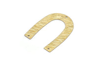 Brass Geometric Charm, 12 Raw Brass Textured U Shaped Pendants With 3 Holes, Charms, Findings (35x27x0.50mm) D0603