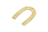 Brass Geometric Charm, 12 Raw Brass Textured U Shaped Pendants With 3 Holes, Charms, Findings (35x27x0.50mm) D0603