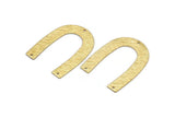 Gold Geometric Charm, 2 Gold Plated Brass Textured U Shaped Pendants With 3 Holes, Charms, Findings (35x27x0.50mm) D0603 Q0755