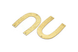 Gold Geometric Charm, 2 Gold Plated Brass Textured U Shaped Pendants With 3 Holes, Charms, Findings (35x27x0.50mm) D0603 Q0755