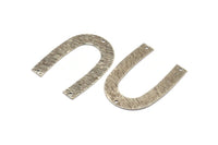 Silver Geometric Charm, 6 Antique silver plated Brass Textured U Shaped Pendants With 3 Holes, Charms, Findings (35x27x0.50mm) D0603 H0718
