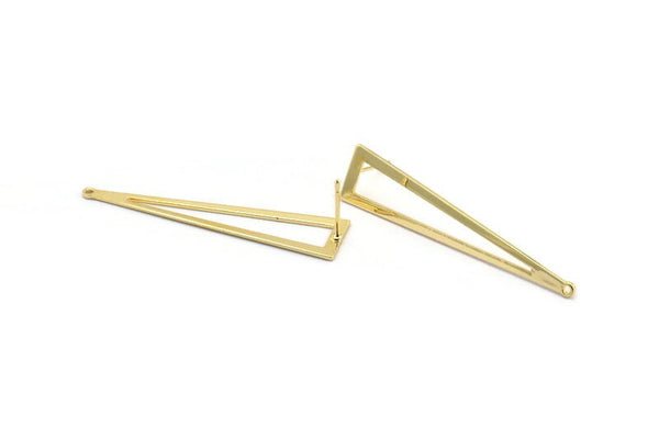 Gold Triangle Earring, 4 Gold Plated Brass Triangle Stud Earrings With 1 Hole (50x11x0.80mm) D1254 A1335 Q1001