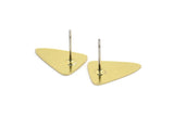 Brass Triangle Earring, 12 Raw Brass Triangle Shaped Stud Earrings (15x11x0.60mm) A2929