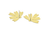 Brass Flower Earring, 6 Raw Brass Flower Shaped Stud Earrings (20x25x0.60mm) A2926