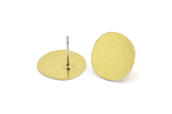 Earring Studs, 8 Raw Brass - Irregular Shaped Stud Earrings - Brass Earrings - Earrings (14x0.60mm) A2920