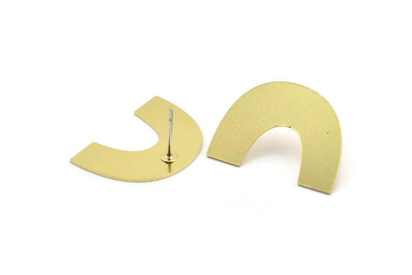Earring Studs, 6 Raw Brass - U Shape Earrings - Brass Earrings - Earrings (18x26x0.60mm) A2911