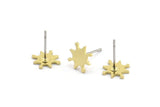 Earring Studs, 12 Raw Brass - Tiny Ethnic Motif Shaped Stud Earrings - Brass Earrings - Earrings (9x8x0.80mm) A2919