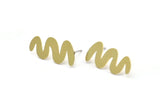 Earring Studs, 8 Raw Brass - Squiggly Shaped Earrings - Brass Earrings - Earrings (22x11x0.60mm) A2922