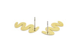 Earring Studs, 10 Raw Brass - Squiggly Shaped Earrings - Brass Earrings - Earrings (18x9x0.60mm) A2910