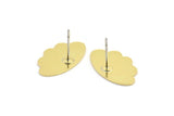 Brass Flower Earring, 10 Raw Brass Flower Shaped Stud Earrings (11x19x0.60mm) A2921