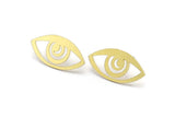Brass Eye Earring, 10 Raw Brass Eye Shaped Stud Earrings (11x22x0.60mm) A2914