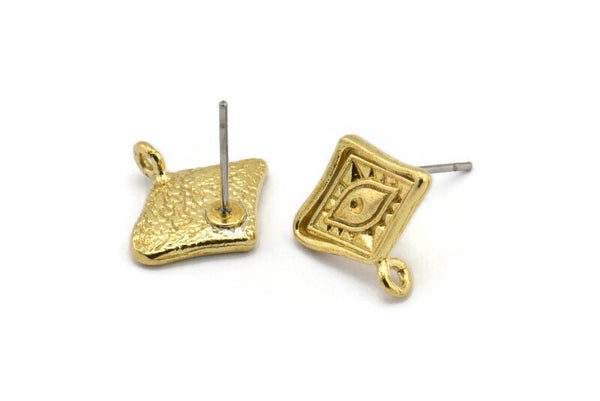 Pirinç Göz Küpe, 1 Döngülü 6 Ham Pirinç Göz Küpe (14 mm) N1641