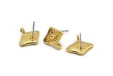 Gold Eye Earring, 2 Gold Plated Brass Eye Stud Earrings With 1 Loop (14mm) N1641 H1161
