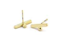 Gold Earring Studs, 10 Gold Plated Brass Earring, Geometric Stud (14x5x1.5mm) N1413
