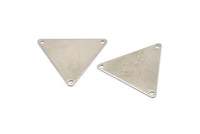 Silver Triangle Charm, 10 Silver Tone Triangle Charms With 3 Holes (22x25mm) Brs 3029 A0086 H0425