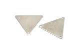Silver Triangle Charm, 10 Silver Tone Triangle Charms With 3 Holes (22x25mm) Brs 3029 A0086 H0425