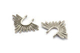 Silver Ethnic Pendant, 4 Antique Silver Plated Brass Ethnic Charms With 2 Loops, Findings (32x24mm) N0812 H0928