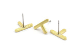 Earring Studs, 10 Raw Brass -  T Shape Earrings - Brass Earrings - Earrings (14x9x1.5mm) N1412