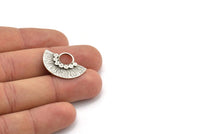 Semi Circle Pendant, 2 Antique Silver Plated Brass Semi Circle  Pendants (26x18mm) U141 H0415