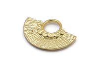 Semi Circle Pendant, 2 Gold Plated Brass Semi Circle  Pendants (26x18mm) U141 Q0363