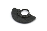Semi Circle Pendant, 2 Oxidized Brass Black Semi Circle  Pendants (26x18mm) U141 S299
