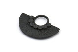 Semi Circle Pendant, 2 Oxidized Brass Black Semi Circle  Pendants (26x18mm) U141 S299