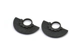 Semi Circle Pendant, 2 Oxidized Brass Black Semi Circle  Pendants (26x18mm) U141 S299