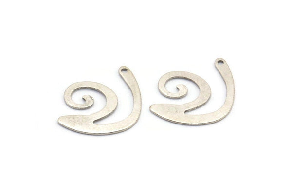 Gümüş Dalga Tılsımı, 1 Delikli 24 Antik Gümüş Kaplama Pirinç Dalga Tılsımı, Küpeler, Bulgular (18x15x0,60 mm) D961 H1146