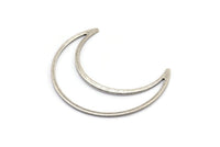 Silver Moon Charm, 6 Antique Silver Plated Brass Crescent Moon Charms, Connectors (50x15x1mm) D0598 H0720