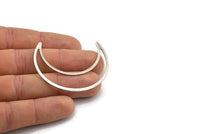 Silver Moon Charm, 6 Antique Silver Plated Brass Crescent Moon Charms, Connectors (50x15x1mm) D0598 H0720
