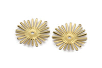 Cabochon Prong Setting, 12 Raw Brass Cabochon Prong Settings With 1 Loop, Connectors, Charms, Findings (28x25mm) D0758
