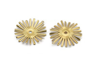 Cabochon Prong Setting, 12 Raw Brass Cabochon Prong Settings With 1 Loop, Connectors, Charms, Findings (28x25mm) D0758