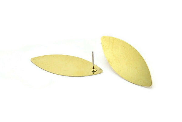Brass Marquise Earring, 8 Raw Brass Marquise Stud Earrings (35x14x0.45mm) B0098 A1308