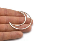 Silver Moon Charm, 6 Silver Tone Brass Crescent Moon Charms, Connectors (50x15x1mm) D0598 Q0669