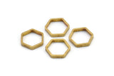 Brass Hexagon Charm, 50 Raw Brass Hexagon Ring Charms (12x0.8x2mm) Bs 1178
