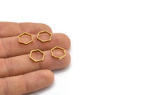 Brass Hexagon Charm, 50 Raw Brass Hexagon Ring Charms (12x0.8x2mm) Bs 1178