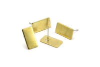 Brass Rectangle Earring, 10 Raw Brass Rectangle Stud Earrings (15x8x0.80mm) A0843 A1326