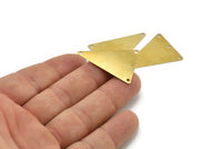 Pirinç Üçgen Charm, 4 Delikli 24 Ham Pirinç Üçgen Damgalama Boşluğu, Küpeler, Bulgular (35x25mm) A1157