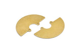 Semi Circle Charm, 8 Raw Brass Semi Circle Charm Pendants With 2 Holes (35x20x0.80mm) D899