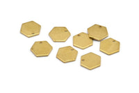 Brass Hexagon Charm, 24 Raw Brass Hexagon Stamping Blanks With 1 Hole, (10x1mm) D0737