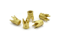10 Raw Brass Crown Beads 11x9mm--r075