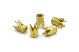 10 Raw Brass Crown Beads 11x9mm--r075