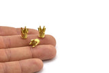 10 Raw Brass Crown Beads 11x9mm--r075