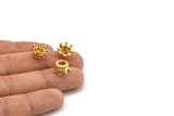 Gold Crown Bead, 3 Gold Plated Brass Crown Beads (11x6mm) R075 N0275 Q0210