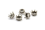 Antique Silver Crown Bead, 3 Antique Silver Plated Crowns Beads (11x6mm) R075 N0275 H0393