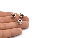 Antique Silver Crown Bead, 3 Antique Silver Plated Crowns Beads (11x6mm) R075 N0275 H0393