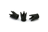 6 Oxidized Brass Black Crown Beads (11x9mm) R075 S437